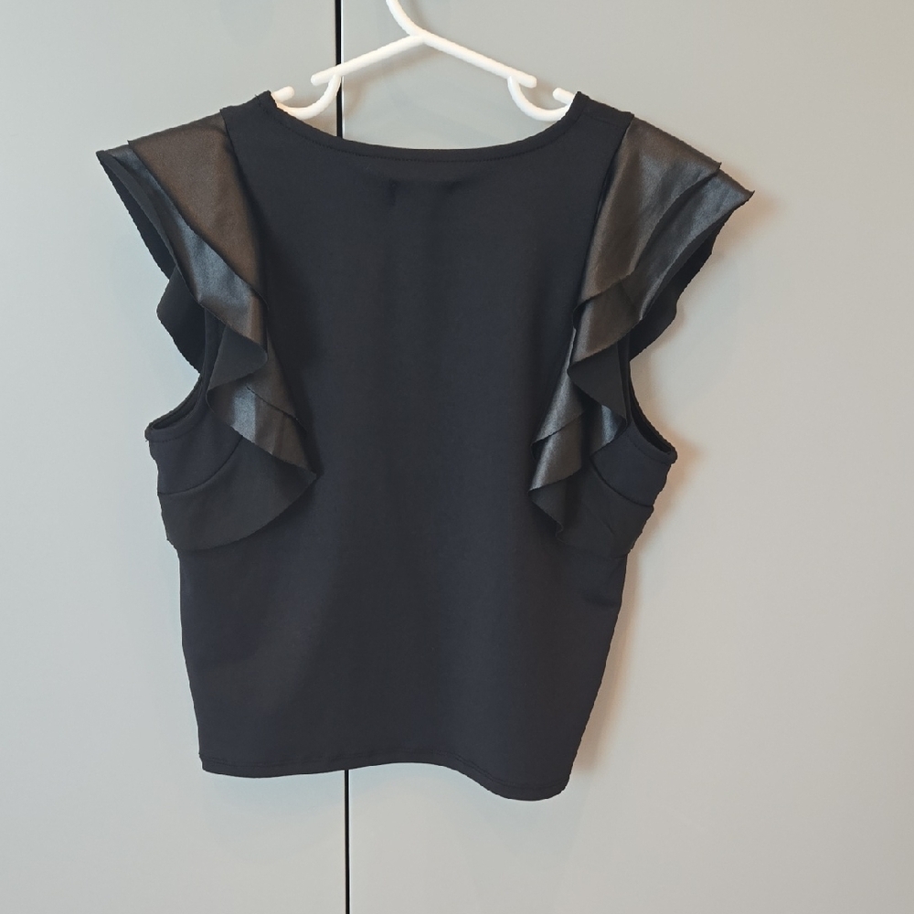 MIA Black Ruffle-Shoulder Top - Picture 4 of 4